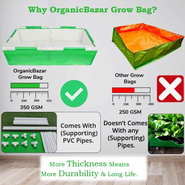 Rectangle grow bag 48x24x12 size Comparison